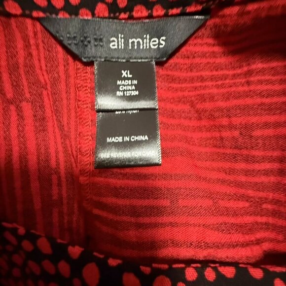 Ali Miles 'Spices' Tunic Blouse SZ XL Artsy Lagenlook Relaxed Vibrant Red Black - Picture 6 of 7